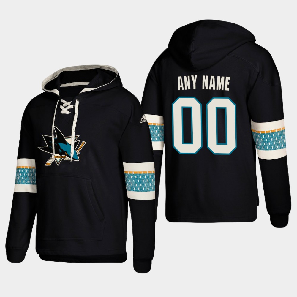 Cheap Men NHL San Jose Sharks Custom Pullover Hoodie Black jerseys